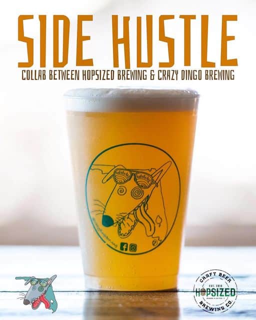 “Side Hustle” our first official collaboration with @crazydingobrewing ? Join us